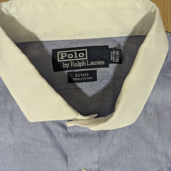 Ralph Lauren Shirt Mens 16 1/2 - 35 Blue Plaid Estate Button Up Long Sleeve - Picture 2 of 10